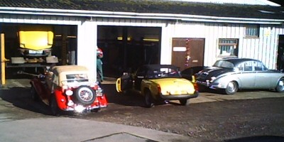 A group of classic cars await servicing at Manor Garage, Wantage A group of classic cars await servicing at Manor Garage, Wantage